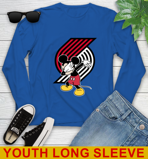 Portland Trail Blazers NBA Basketball Dabbing Mickey Disney Sports Youth Long Sleeve 10