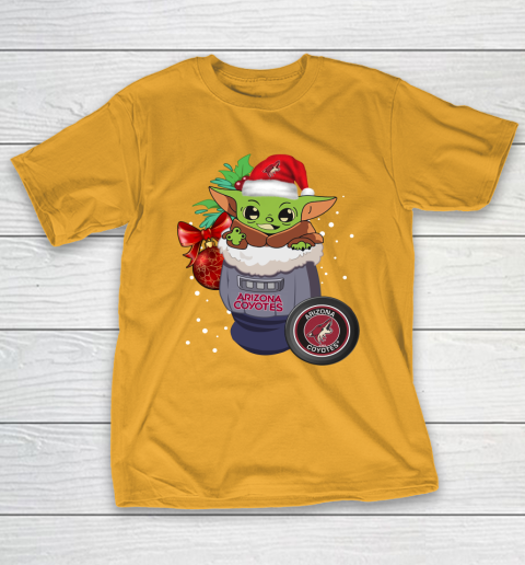 Arizona Coyotes Christmas Baby Yoda Star Wars Funny Happy NHL T-Shirt 4