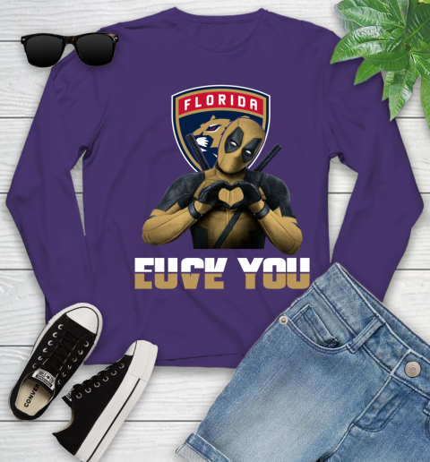 NHL Florida Panthers Deadpool Love You Fuck You Hockey Sports Youth Long Sleeve 4