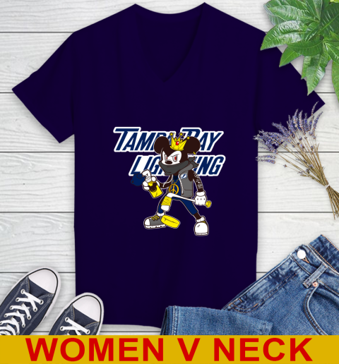Tampa Bay Lightning NHL Hockey Mickey Peace Sign Sports Women's V-Neck T-Shirt 4