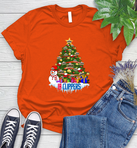 LA Clippers Merry Christmas NBA Basketball Sports Women's T-Shirt 5 LA Clippers Merry Christmas NBA Basketball Sports Women's T-Shirt - Image 5