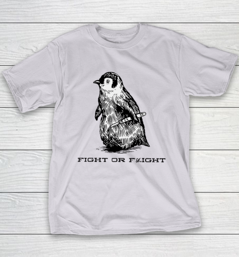 Fight Or Flight Funny Penguin Pun Youth T-Shirt - Image 4