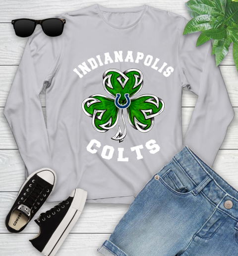 NFL Indianapolis Colts Three Leaf Clover St Patrick's Day Football Sports Youth Long Sleeve 5