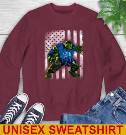 Detroit Lions Hulk Marvel Avengers NFL Football American Flag Sweatshirt 6