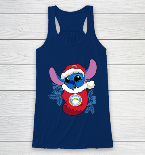 Los Angeles Chargers Christmas Stitch In The Sock Funny Disney NFL Racerback Tank 7