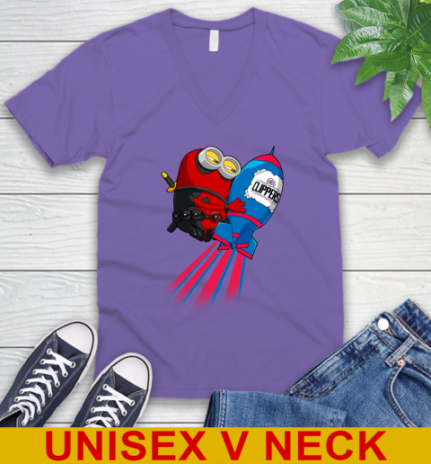 NBA Basketball LA Clippers Deadpool Minion Marvel Shirt V-Neck T-Shirt 8