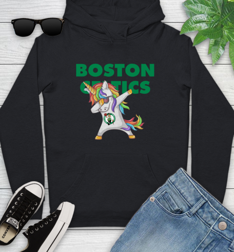 Boston Celtics NBA Basketball Funny Unicorn Dabbing Sports Youth Hoodie 2