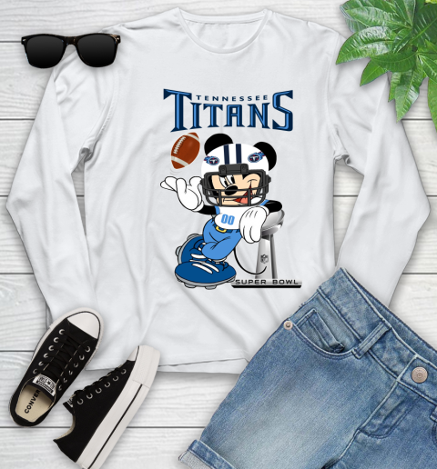 NFL Tennessee Titans Mickey Mouse Disney Super Bowl Football T Shirt Youth Long Sleeve