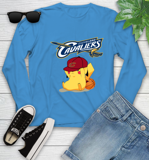 NBA Pikachu Basketball Sports Cleveland Cavaliers Youth Long Sleeve 7