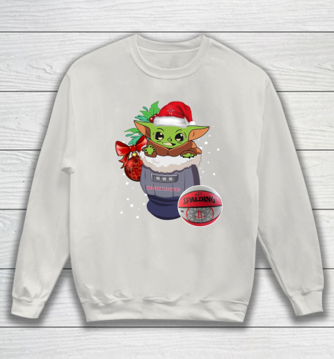 Houston Rockets Christmas Baby Yoda Star Wars Funny Happy NBA Sweatshirt 10