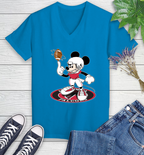 NFL Football Atlanta Falcons Cheerful Mickey Disney Shirt Women's V-Neck T-Shirt 6