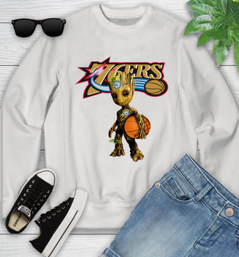 Philadelphia 76ers NBA Basketball Groot Marvel Guardians Of The Galaxy Youth Sweatshirt