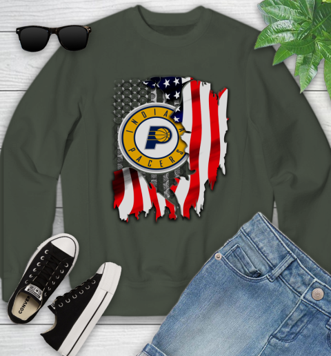 Indiana Pacers NBA Basketball American Flag Youth Sweatshirt 9