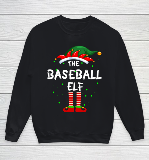 Baseball Elf Family Matching Group Funny Christmas Pajama Youth Sweatshirt