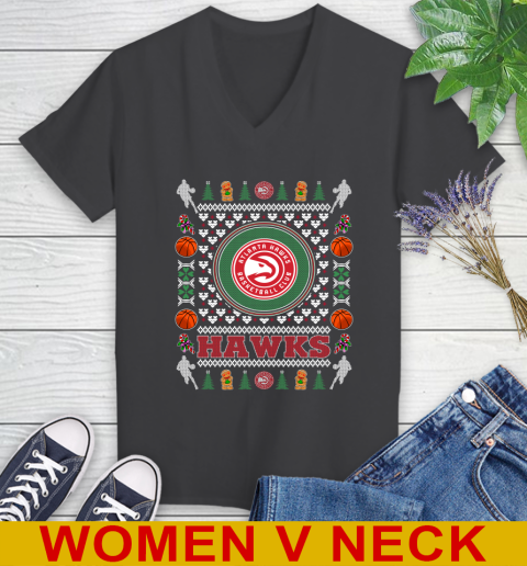 Atlanta Hawks Merry Christmas NBA Basketball Loyal Fan Women's V-Neck T-Shirt 8