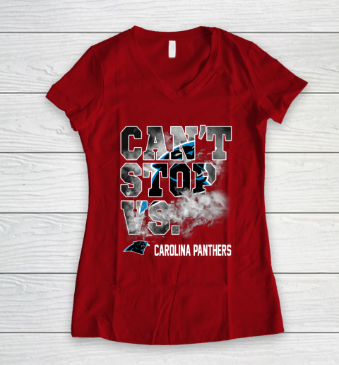 NFL Carolina Panthers Can't Stop Vs Women's V-Neck T-Shirt 8