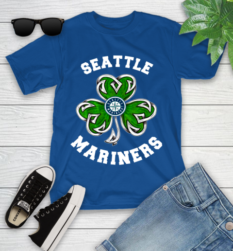 MLB Seattle Mariners Three Leaf Clover St Patrick's Day Baseball Sports Youth T-Shirt 12