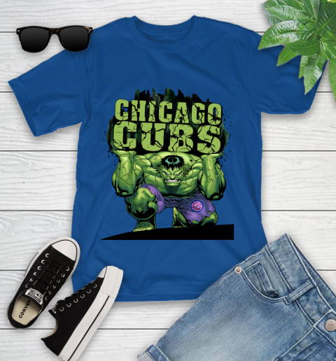 Chicago Cubs MLB Baseball Incredible Hulk Marvel Avengers Sports Youth T-Shirt 9