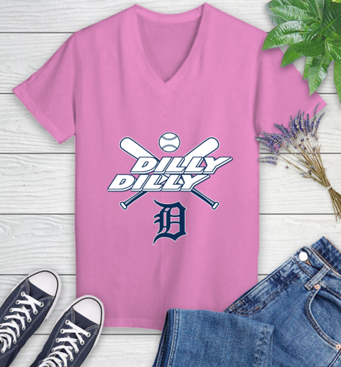 MLB Detroit Tigers Dilly Dilly Baseball Sports Women's V-Neck T-Shirt 14