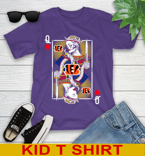 NFL Football Cincinnati Bengals The Queen Of Hearts Card Shirt Youth T-Shirt 3