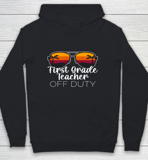 1st Grade Teacher Off Duty Sunglasses Beach Sunset Youth Hoodie