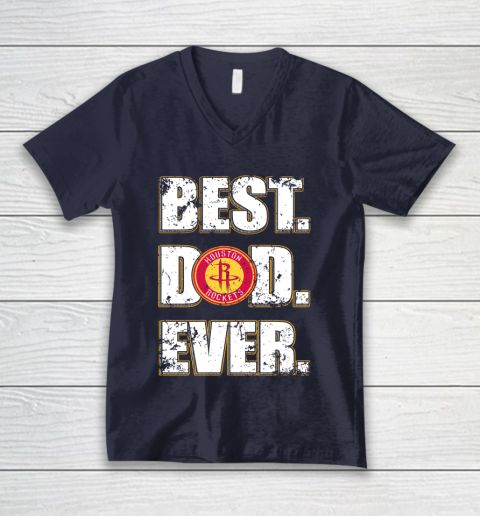 NBA Houston Rockets Basketball Best Dad Ever Family Shirt V-Neck T-Shirt 2