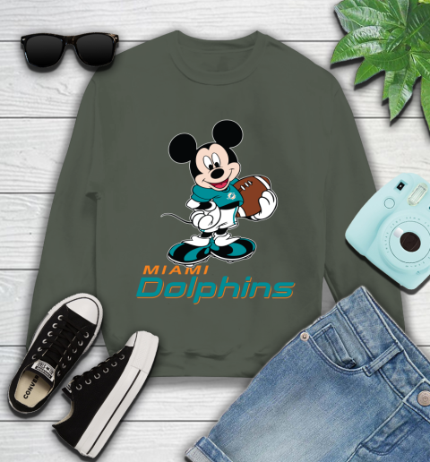 NFL Football Miami Dolphins Cheerful Mickey Mouse Shirt Youth Sweatshirt 9