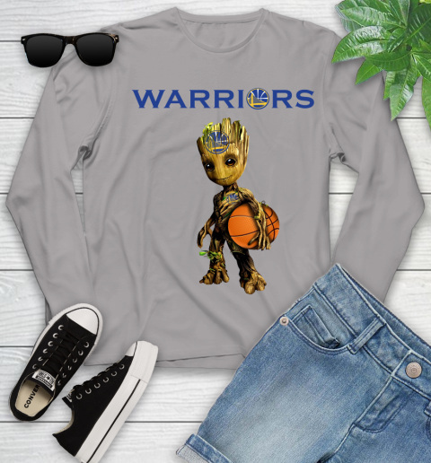Golden State Warriors NBA Basketball Groot Marvel Guardians Of The Galaxy Youth Long Sleeve 5