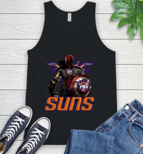 Phoenix Suns NBA Basketball Captain America Thor Spider Man Hawkeye Avengers Tank Top 2
