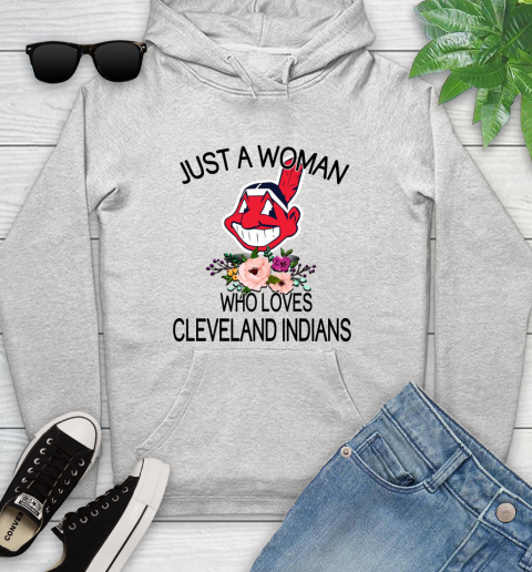 MLB Just A Woman Who Loves Cleveland Indians Baseball Sports Youth Hoodie