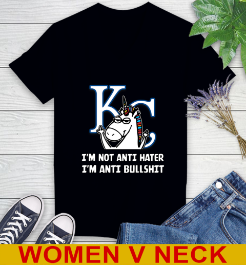 Los Angeles Angels MLB Baseball Unicorn I'm Not Anti Hater I'm Anti Bullshit (2) Women's V-Neck T-Shirt 3 Los Angeles Angels MLB Baseball Unicorn I'm Not Anti Hater I'm Anti Bullshit (2) Women's V-Neck T-Shirt - Image 3