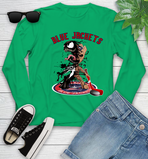 NHL Columbus Blue Jackets Hockey Venom Groot Guardians Of The Galaxy Youth Long Sleeve 6