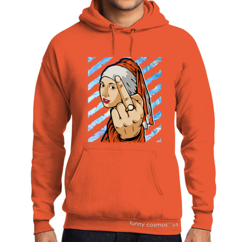 Air Jordan 1 Shattered Backboard Matching Sneaker Tshirt The girl With The Pearl Earing Middle Finger Orange and White Jordan Tshirt