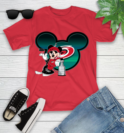 NHL Carolina Hurricanes Stanley Cup Mickey Mouse Disney Hockey T Shirt Youth T-Shirt 10