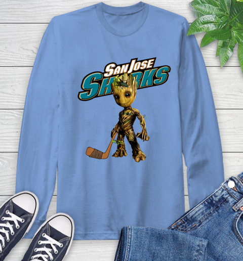 San Jose Sharks NHL Hockey Groot Marvel Guardians Of The Galaxy Long Sleeve T-Shirt 11