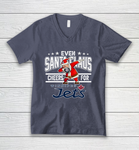 Winnipeg Jets Even Santa Claus Cheers For Christmas NHL V-Neck T-Shirt 7