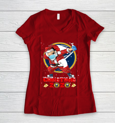 Buffalo Sabres Funny Santa Claus Dabbing Christmas 2020 NHL Women's V-Neck T-Shirt 8