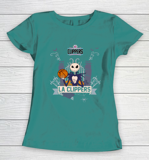 NBA LA Clippers Basketball Jack Skellington Halloween Women's T-Shirt 10
