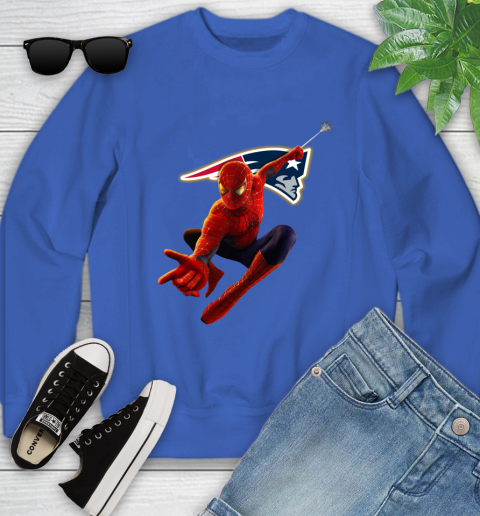 NFL Spider Man Avengers Endgame Football New England Patriots Youth Sweatshirt 8