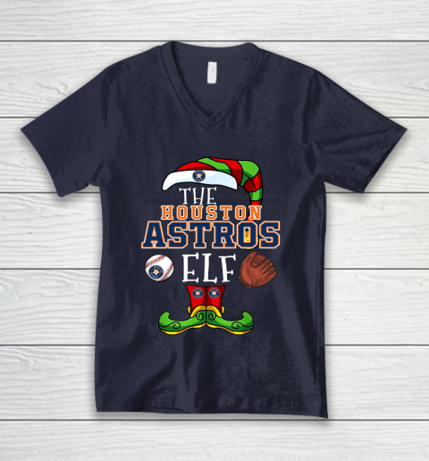 Houston Astros Christmas ELF Funny MLB V-Neck T-Shirt 2