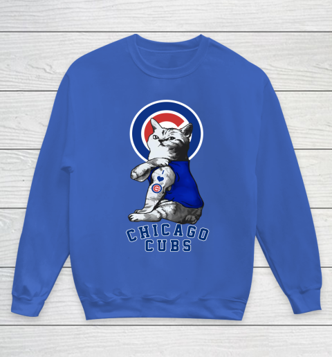 MLB Baseball My Cat Loves Chicago Cubs Youth Sweatshirt