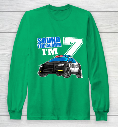Kids Police Car 7th Birthday Shirt Boy 7 Cop Policeman Officer 7 Year Old Long Sleeve T-Shirt 4