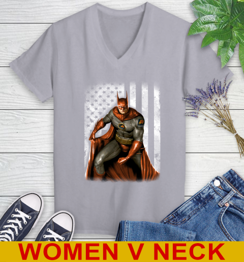 Phoenix Suns NBA Basketball Batman DC American Flag Shirt Women's V-Neck T-Shirt 4
