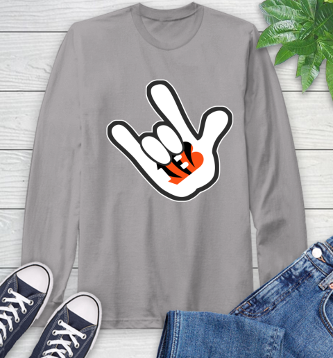 Cincinnati Bengals NFL Football Mickey Rock Hand Disney Long Sleeve T-Shirt 6