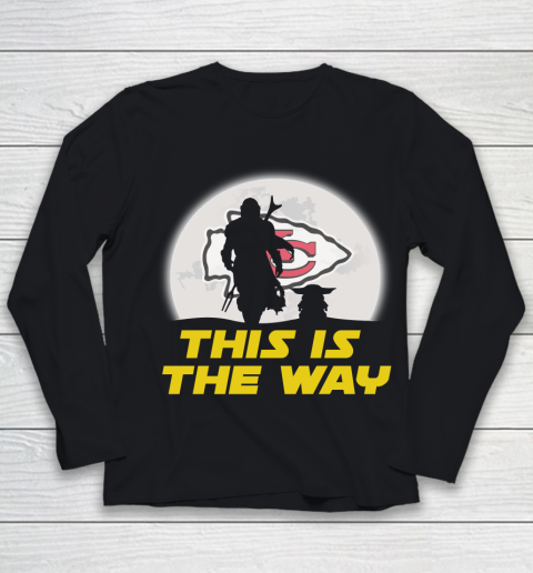 Kansas City Chiefs NFL Football Star Wars Yoda And Mandalorian This Is The Way Youth Long Sleeve