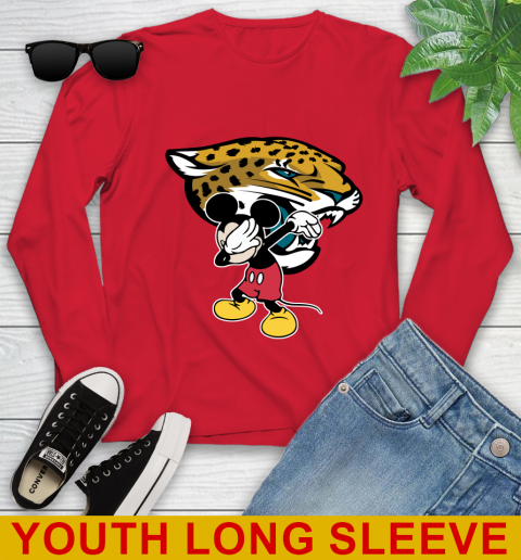 Jacksonville Jaguars NFL Football Dabbing Mickey Disney Sports Youth Long Sleeve 11