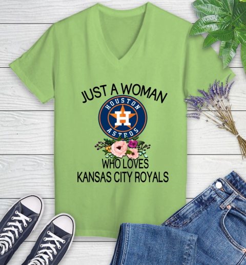 MLB Just A Woman Who Loves Kansas City Royals Baseball Sports Women's V-Neck T-Shirt 6