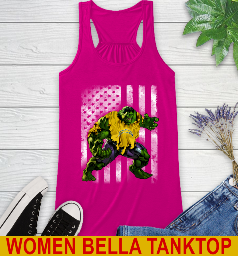 Los Angeles Chargers Hulk Marvel Avengers NFL Football American Flag Racerback Tank 6