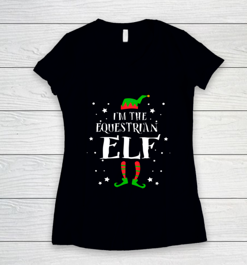 I m The Equestrian Elf Funny Cute Xmas Gift Women's V-Neck T-Shirt