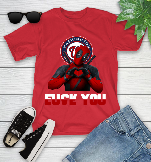 MLB Washington Nationals Deadpool Love You Fuck You Baseball Sports Youth T-Shirt 13
